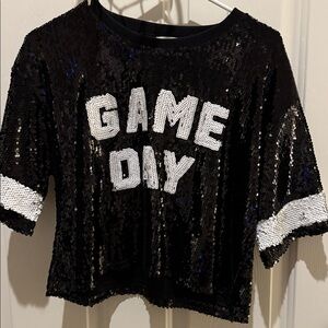 Le Lis Black Sequin Crop Top